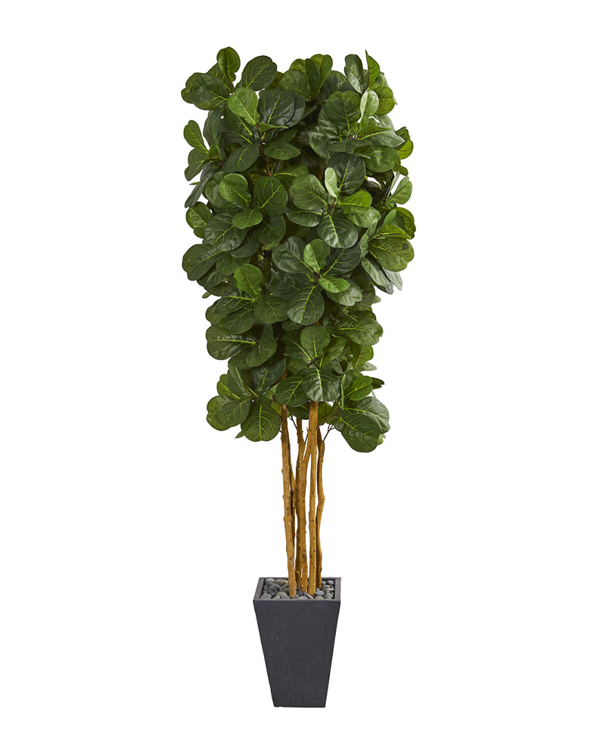 Nearly Natural Fiddle Leaf Artificial Tree In Slate Planter In Green