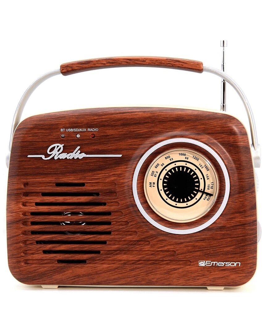 Emerson Portable Retro Radio With Built-in Rechargeable Battery