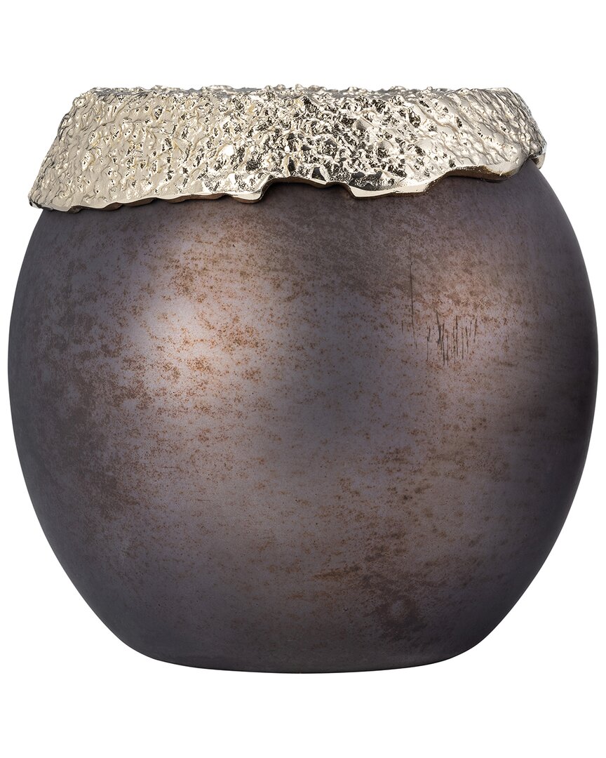 Sagebrook Home 10in Oval Hurricane Vase In Black