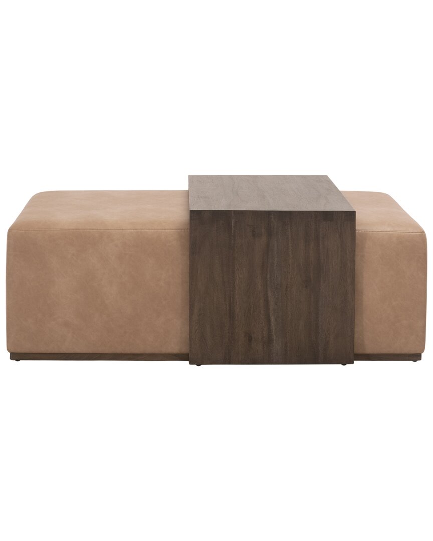 Essentials For Living Dovetail Upholstered Coffee Table In Brown