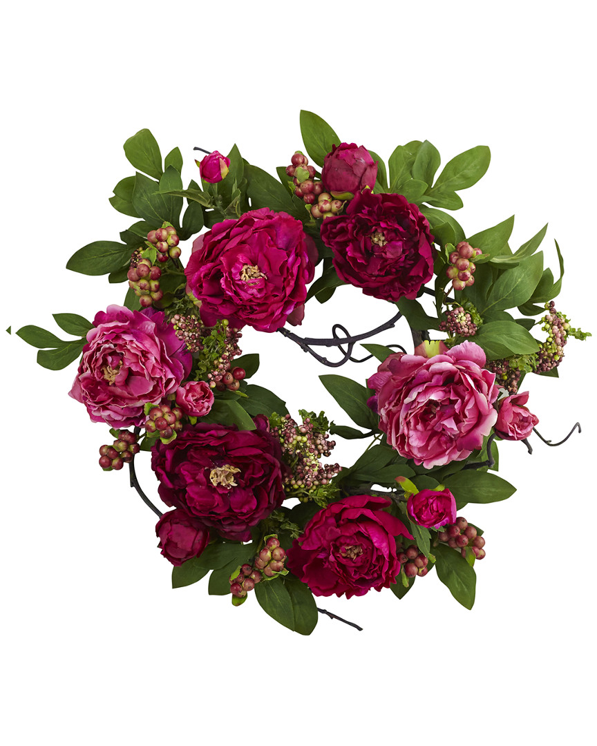 Nearly Natural 20" Artificial Peony Wreath