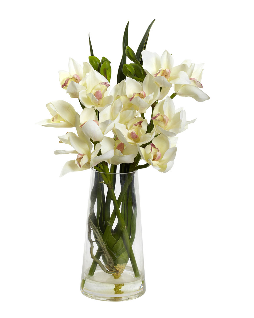Nearly Natural Cymbidium Orchid With Vase