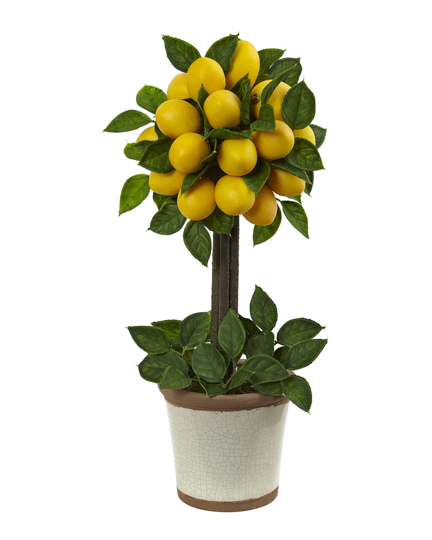 Nearly Natural Lemon Ball Topiary Arrangement In Yellow