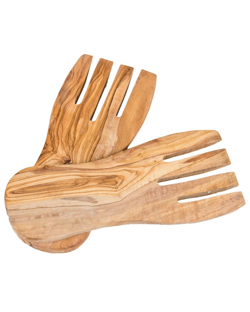 Lipper International Olive Wood Salad Hands In Brown