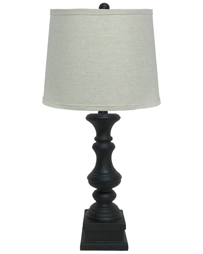 Ahs Lighting & Home Decor Austin Table Lamp With Oatmeal Grey Shade In Black