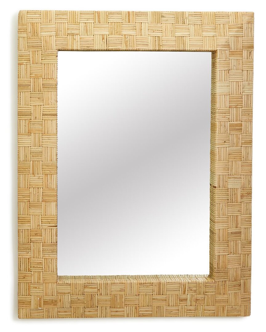 Two's Company Amanyara Hand Woven Rectangle Ratwall Mirror In Brown