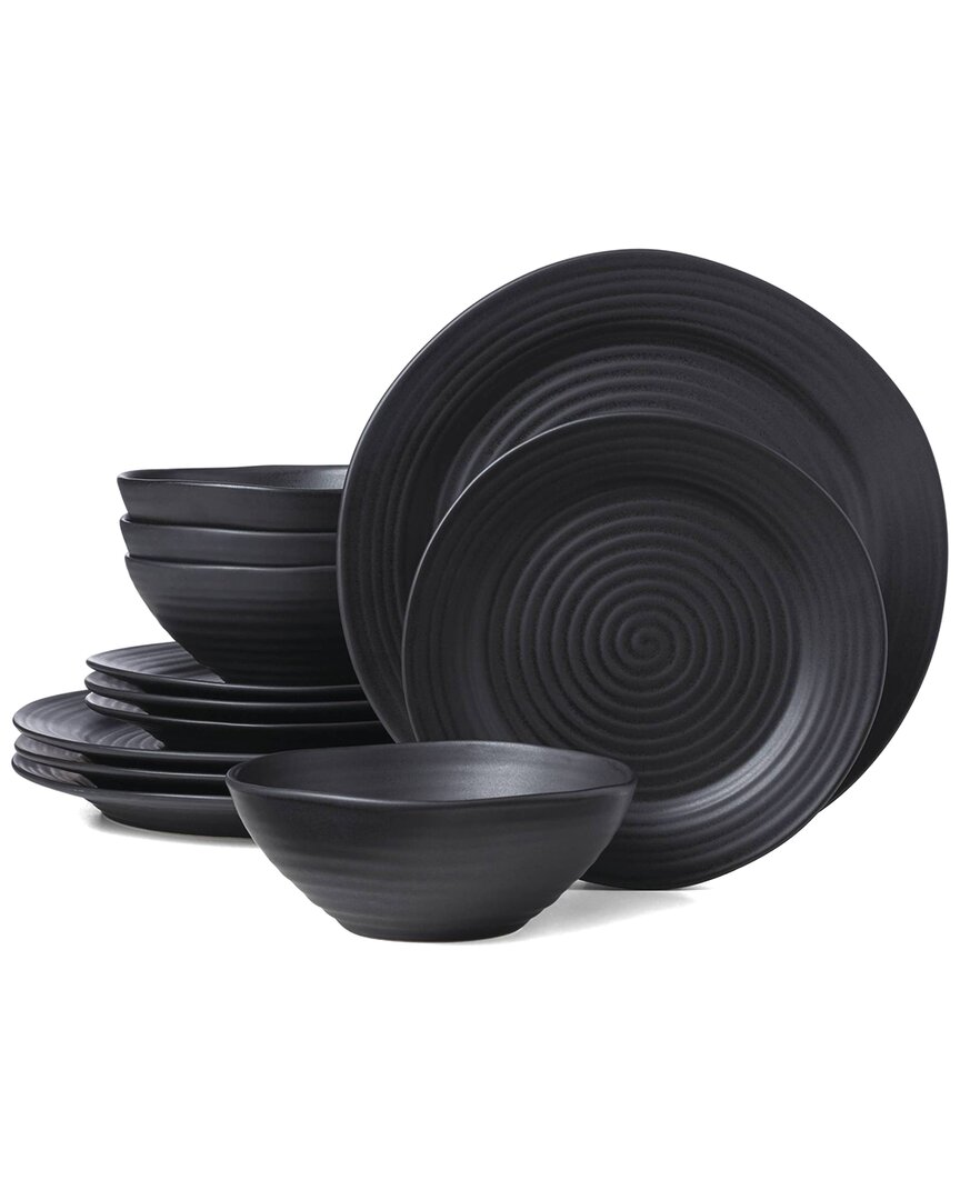 Oneida Ridge 12 Pc. Dinnerware Set, Service For 4 In Black