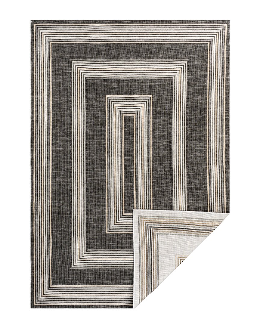 Jonathan Y Argo Classic Nautical Mitre Stripe Reversible Machine-washable Navy/cream 2 Ft. X 8 Ft. Indoor/outdo In Black