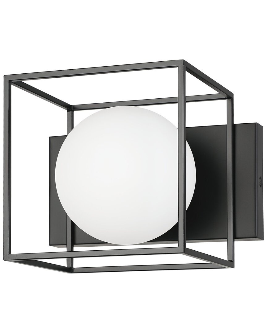 Eglo Grayson 1 Light Ceiling Or Wall Light With Matte Black Finish & White Sphere Glass