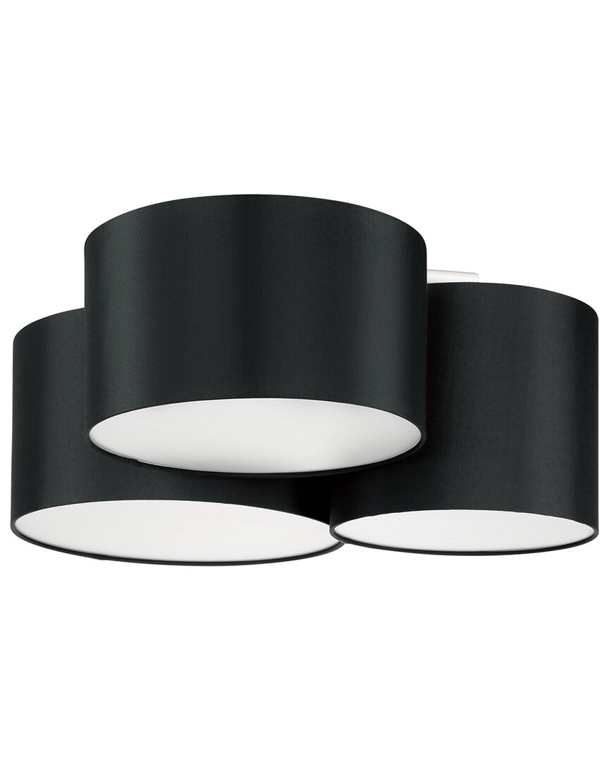 Eglo Pastore 3 Light Ceiling Light With Black Fnish & Black & White Fabric Shades