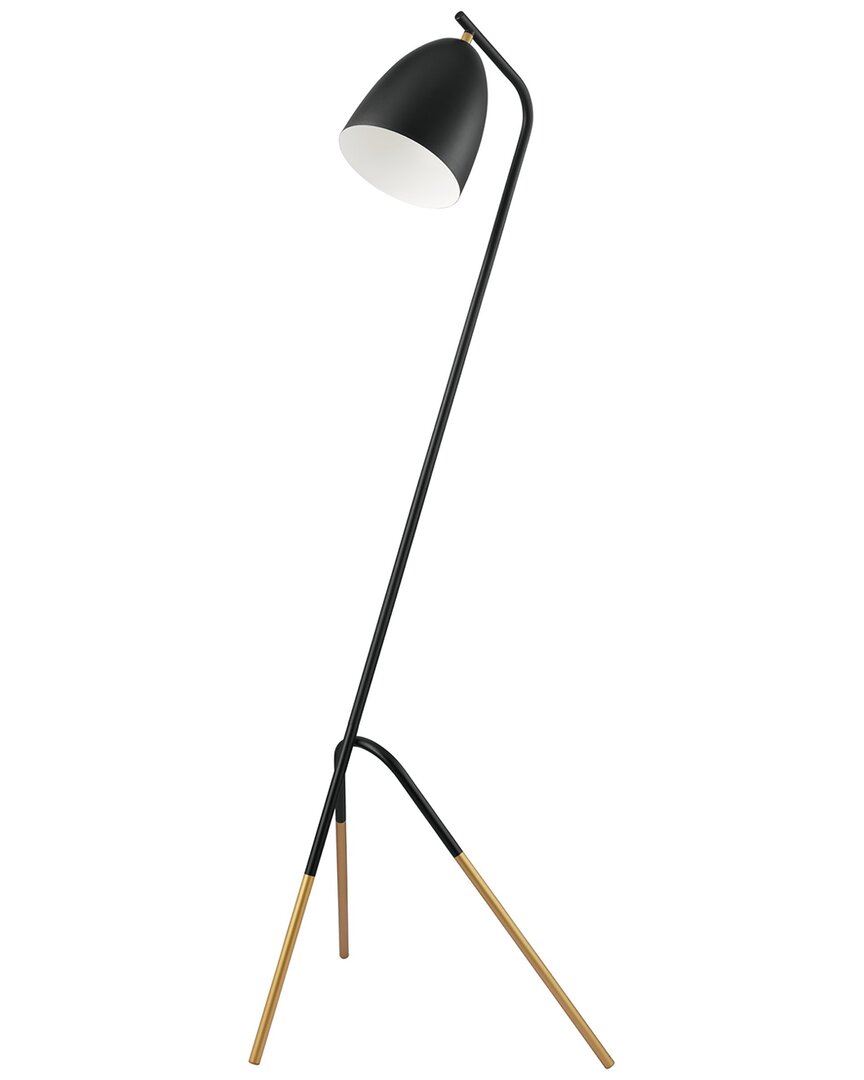 Shop Eglo Westlinton 1 Light Floor Lamp With Black & Gold Finish & Black & White Metal Shade