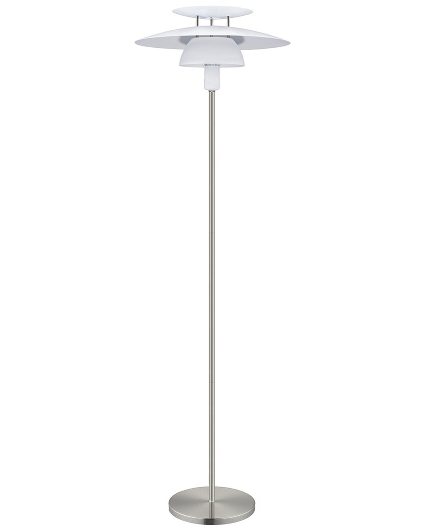 EGLO EGLO BRENDA 1 LIGHT FLOOR LAMP WITH SATIN NICKEL FINISH & WHITE SHADE