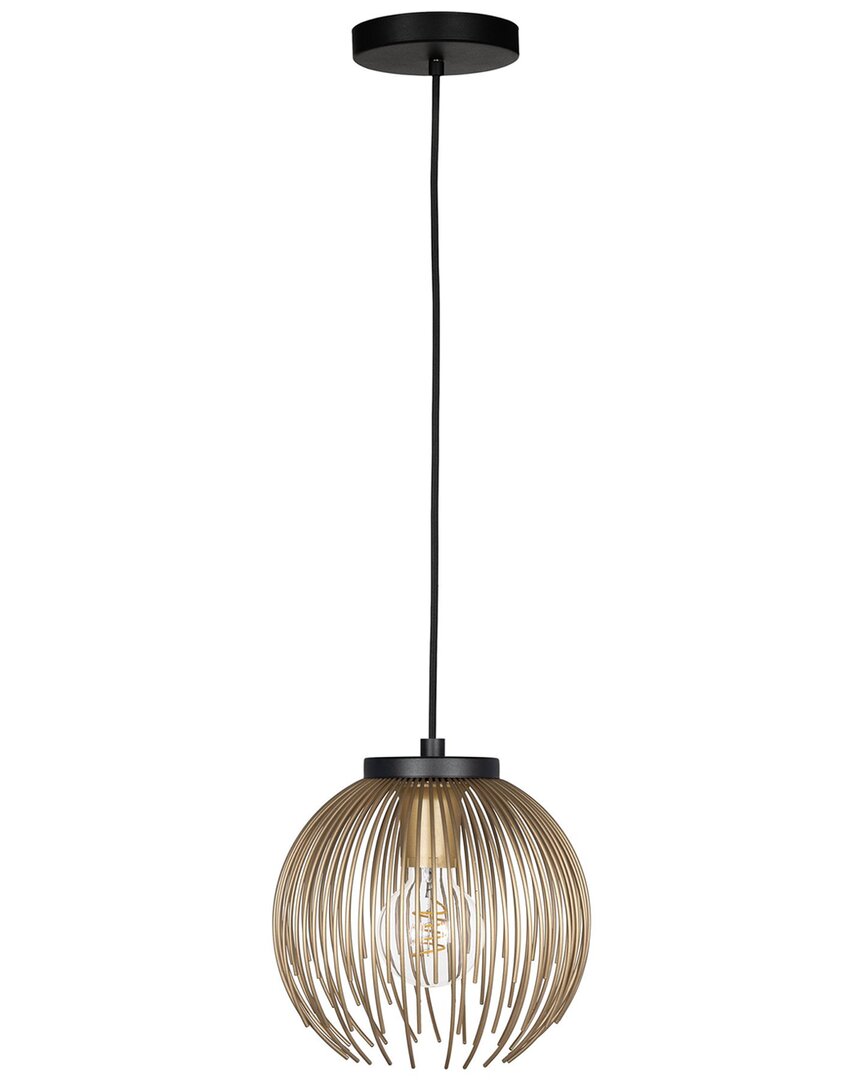 Eglo Venezuela 1 Light Mini Pendant With Black Finish & Matte Gold Metal Shade