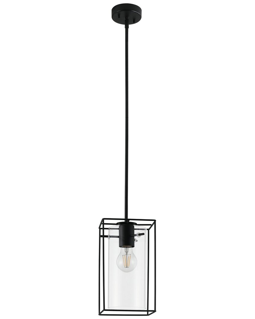 Eglo Loncino 1 1 Light Mini Pendant With Black Metal Open Frame Surrounding A Clear Glass Shade