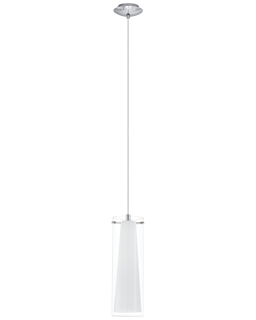 Eglo Pinto 1 Light Mini Pendant With Chrome Finish & Clear & White Glass Shade