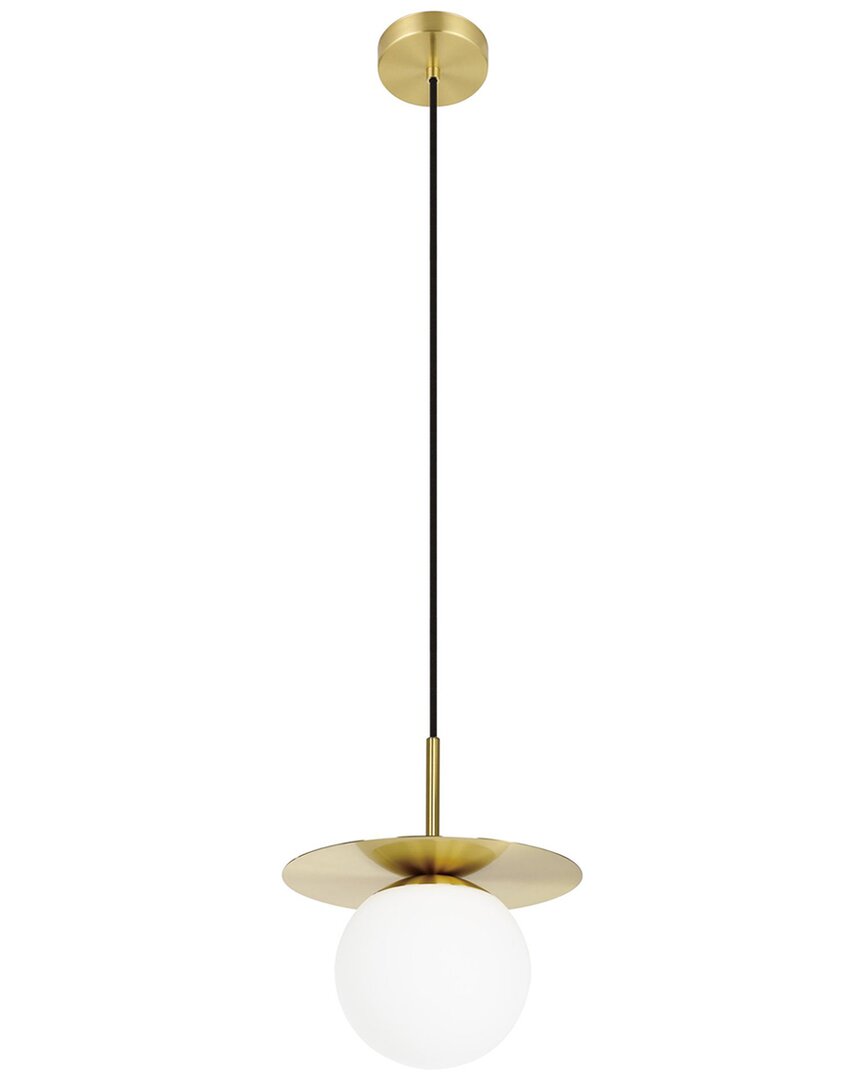 Eglo Arenales 1 Light Mini Penant With Brushed Brass Finish & White Opal Glass Shade