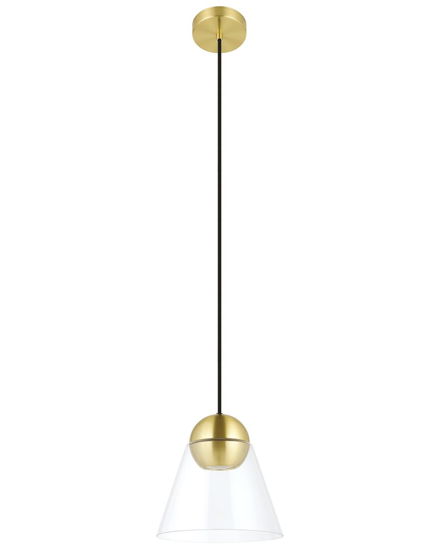 Eglo Cerasella 1 Light Mini Pendant With Brushed Brass Finish & Clear Cone Glass Shade