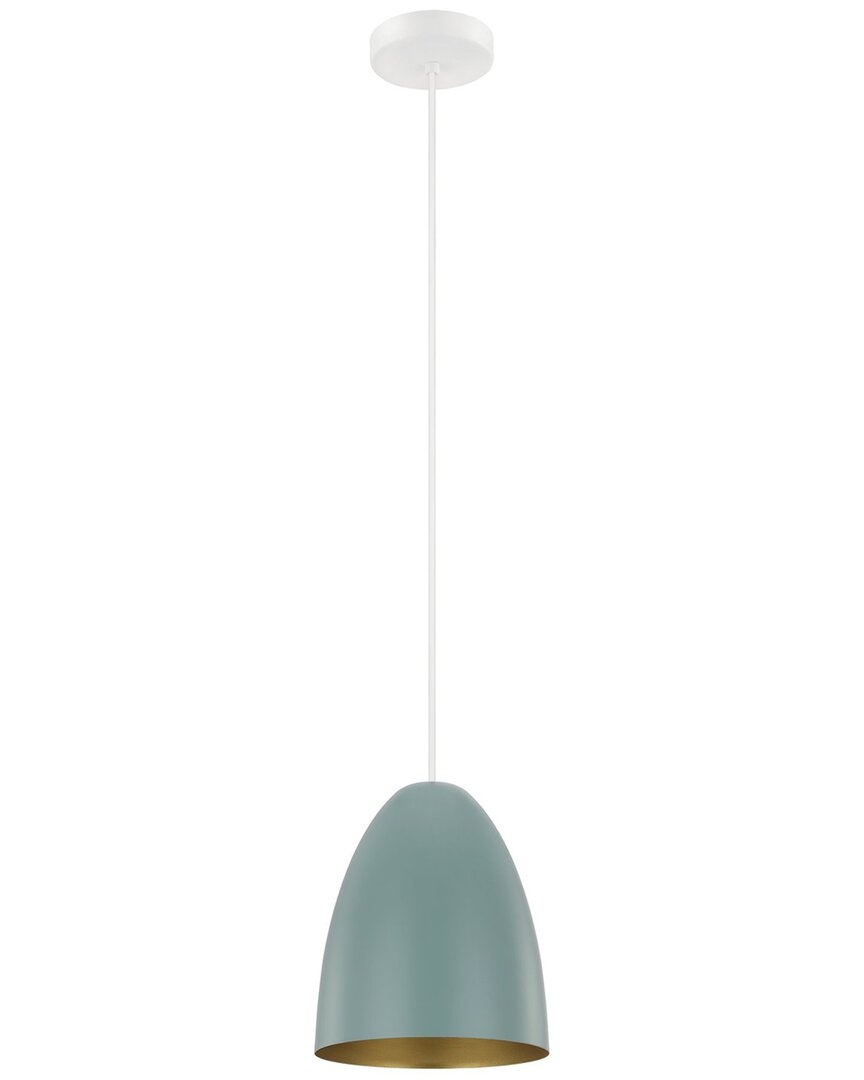 Eglo Sarabia 1 Light Mini Pendant With White Finish & Green & Gold Shade
