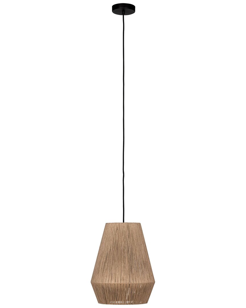Eglo Alderney 1 Light Pendant With Black Finish & Brown Textile Thread Shade