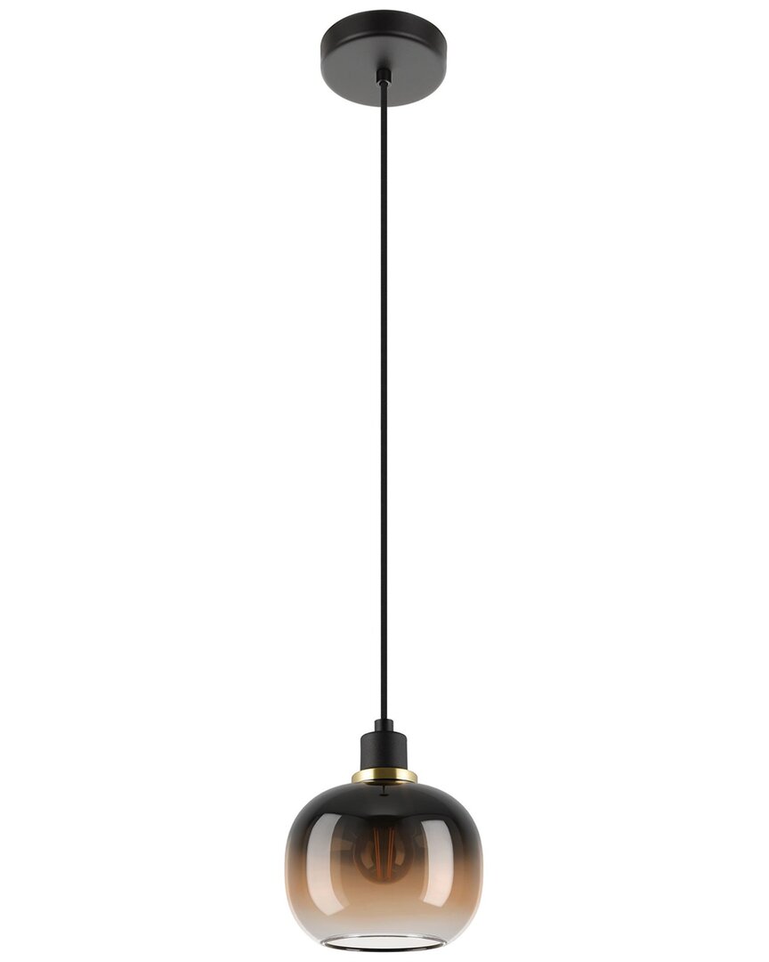Eglo Oilella 1 Light Pendant With Black Finish & Vaporized Amber Glass Shade