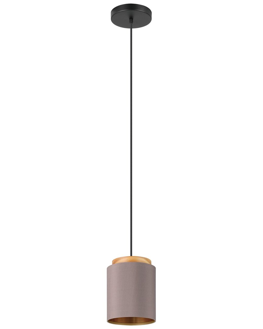 Eglo Albariza 1 Light Mini Pendant With Black Finish, Cappucino & Gold Shade With Wood Accent