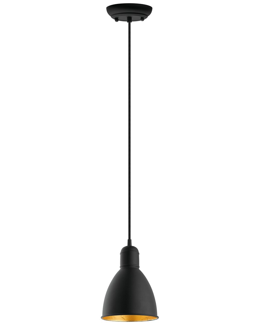 Eglo Priddy 1 Light Mini Pendant With Black Finish & Black & Gold Shade