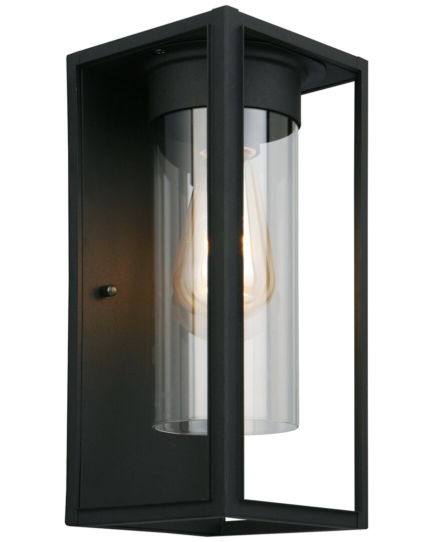 Eglo Walker Hill 1 Light Outdoor Wall Light With Matte Black Finish & Clear Glass