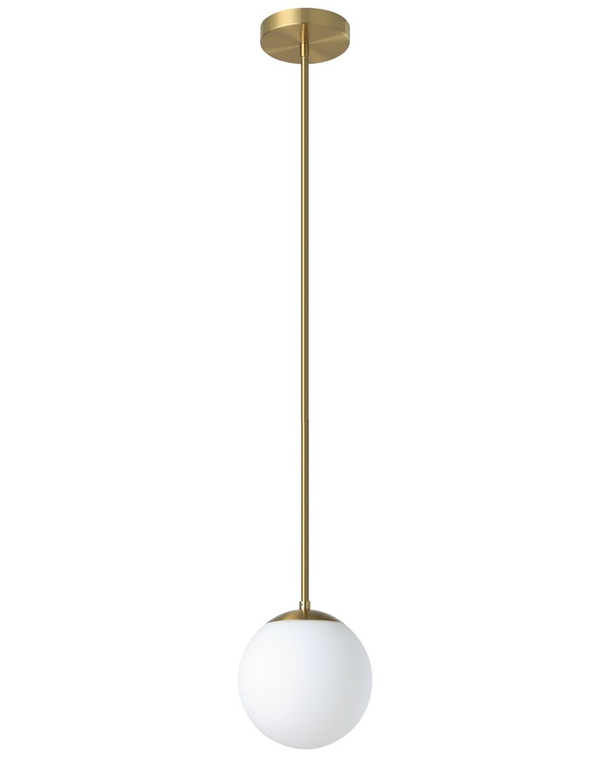Eglo Rondo 1 Light Mini Pendant With Brushed Brass Finish & White Glass Shade