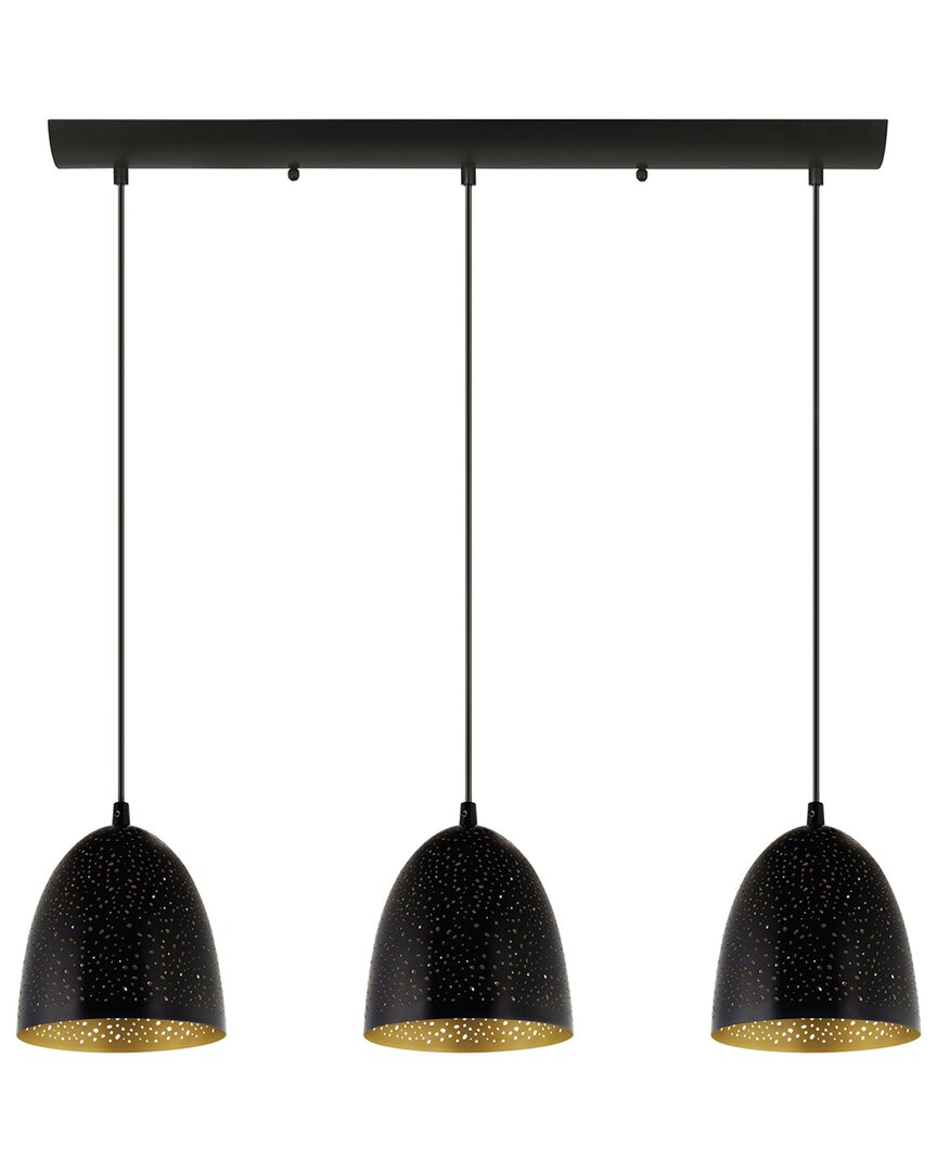 Eglo Safi 3 Light Linear Pendant With Matte Black Finish & Matte Black & Gold Metal Shades