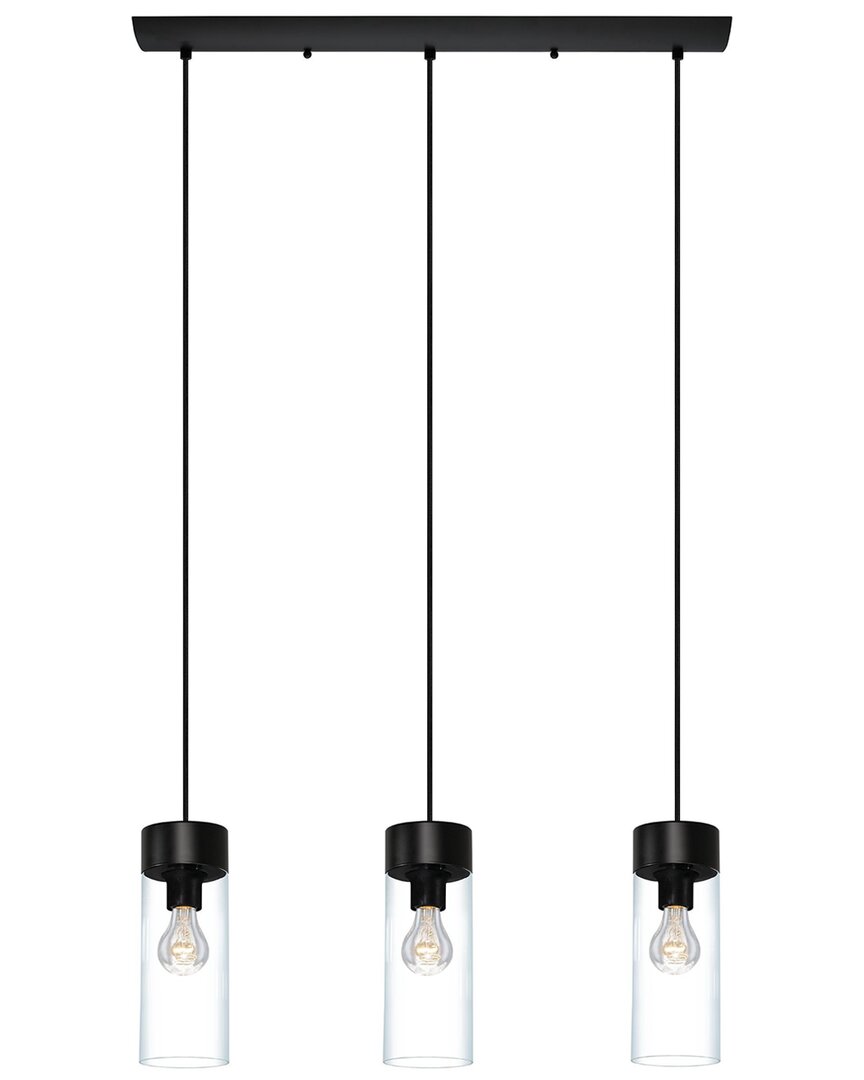 EGLO EGLO MONTEY 3 LIGHT LINEAR PENADANT WITH MATTE BLACK FINISH & CLEAR GLASS SHADES
