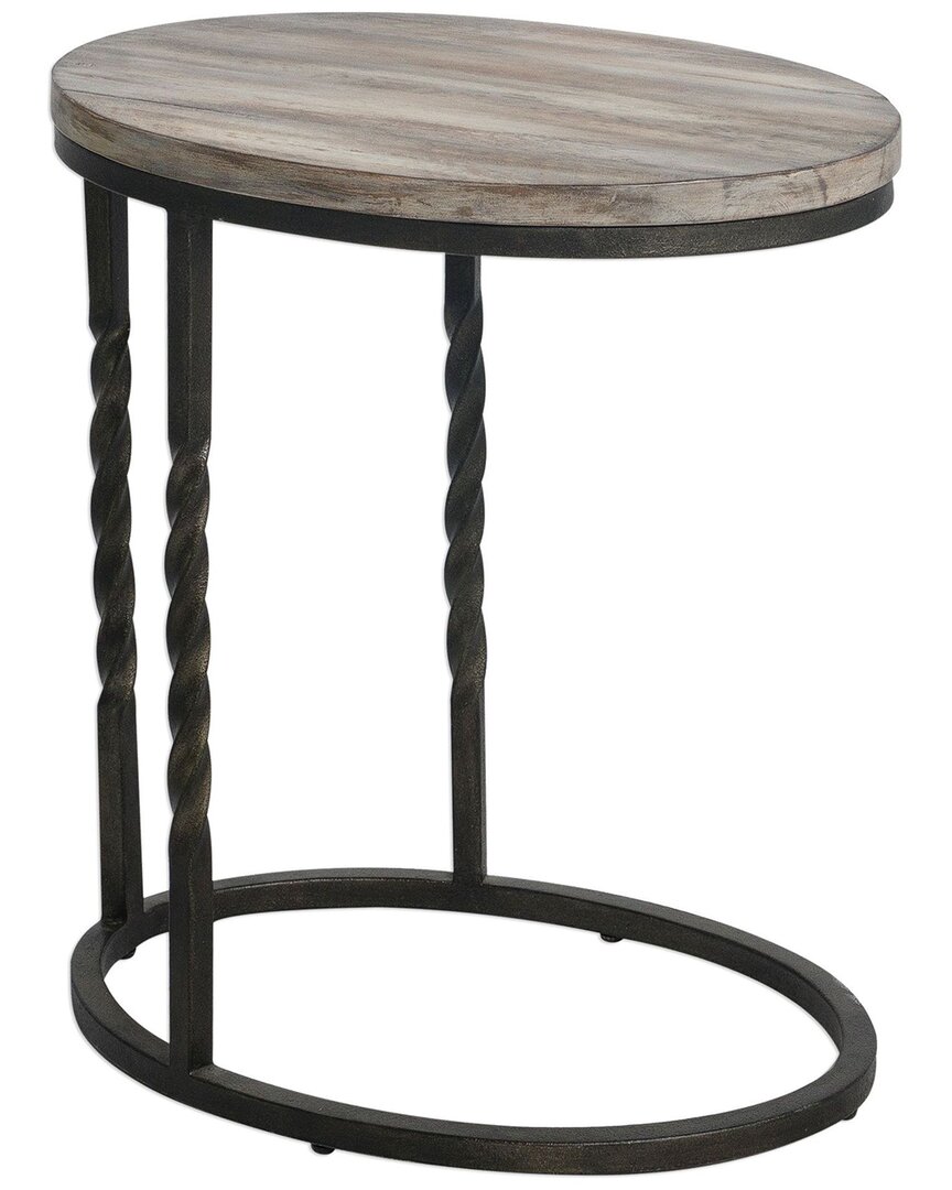 Uttermost Tauret Cantilever Accent Table In Silver