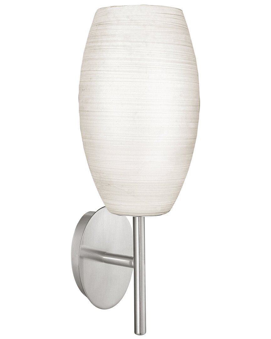 Eglo Batista 1 1 Light Wall Light With Matte Nickel Finish & White Wiped Glass