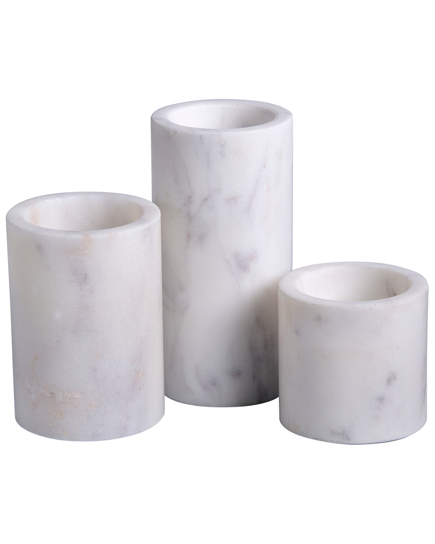 Bidkhome Set Of 3 Marble Cylinder Pillar Votive Holders