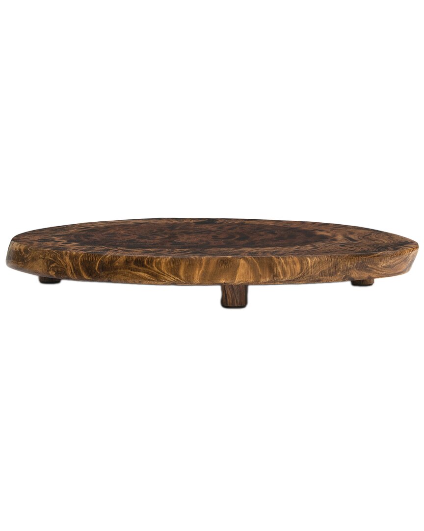 Lipper International Acacia Burl Finish Large Footed Server In Brown