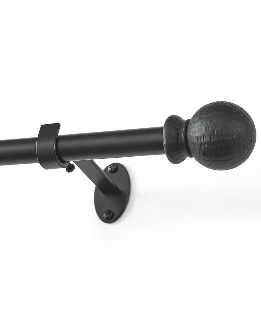 Threadmade Farmhouse Ball Curtain Rod In Black