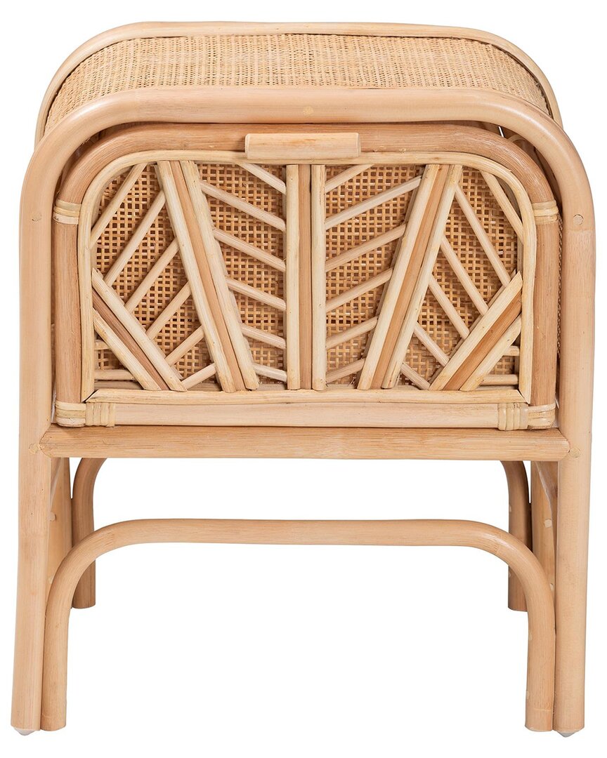 BAXTON STUDIO BAXTON STUDIO CARABELLA BOHEMIAN RATTAN 1-DRAWER NIGHTSTAND