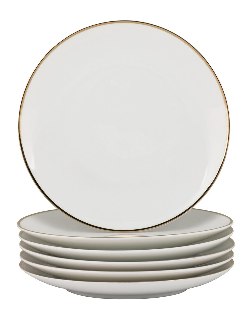 10 Strawberry Street Set Of 6 Royal Coupe Gold Line Salad/dessert Plates In Gold