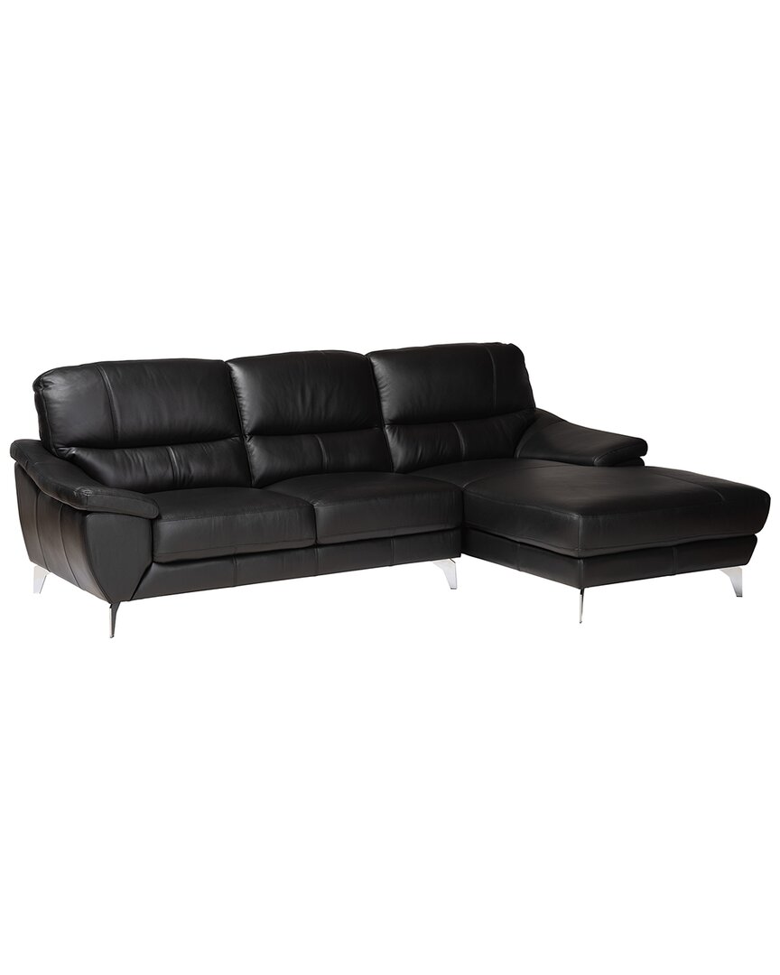 Baxton Studio Townsend Modern Leather Sectional Sofa With Right Facing Chaise In Black