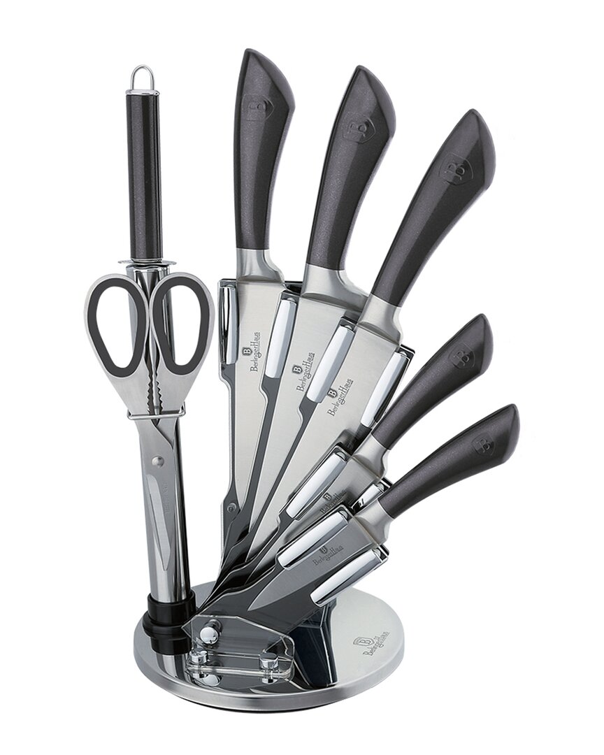 Shop Berlinger Haus 8pc Knife Set With Acrylic Stand In Grey