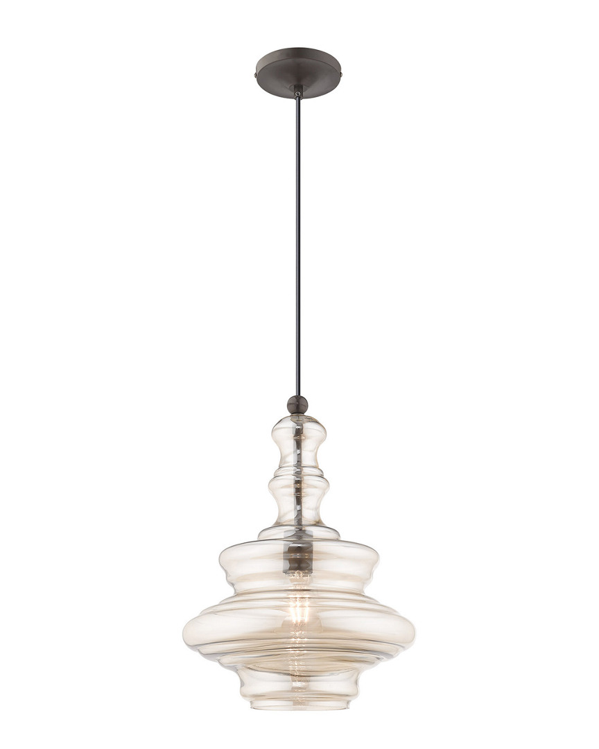 Livex Lighting Livex Art Glass 1 Lt English Bronze Mini Pendant