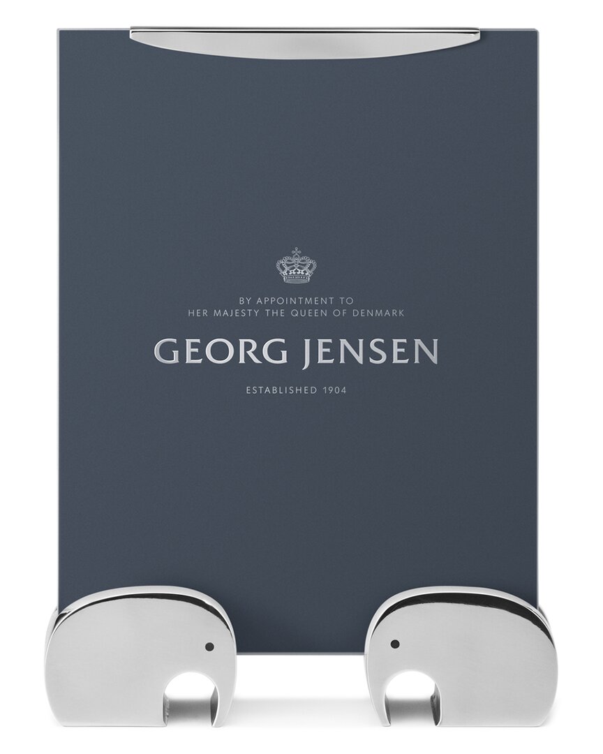 Georg Jensen Hand Polished 5x7 Elephant Picture Frame In Blue