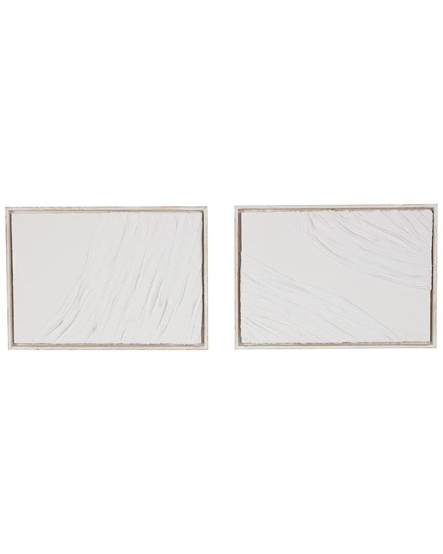 Peyton Lane Set Of 2 Abstract Wood Wavy Textured Wall Decor In White