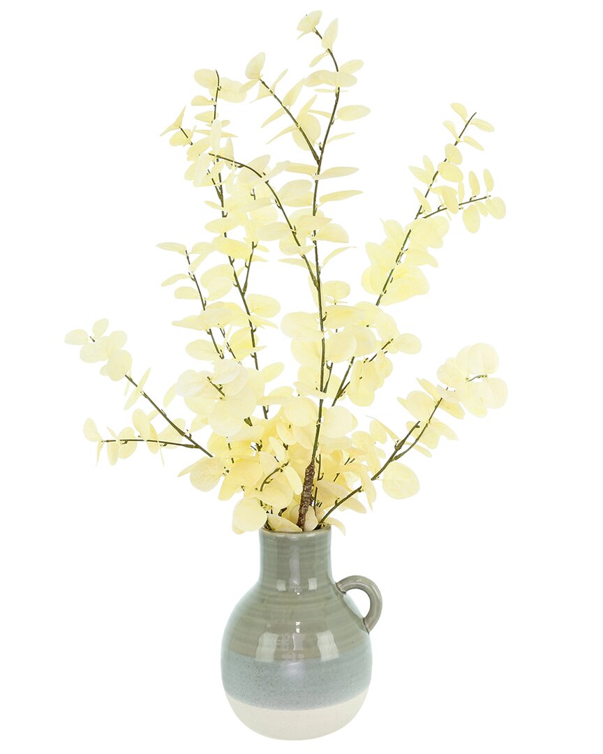 Creative Displays Modern Blanched Eucalyptus In Marbled Ceramic Vase In White