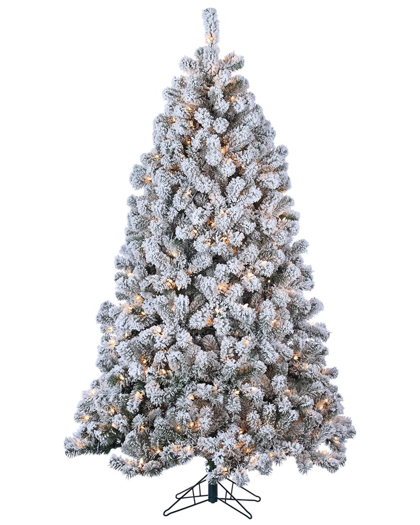 Sterling Tree Company 7ft Pre-lit Flocked Montana Pine With 500 Clear Lights In Green