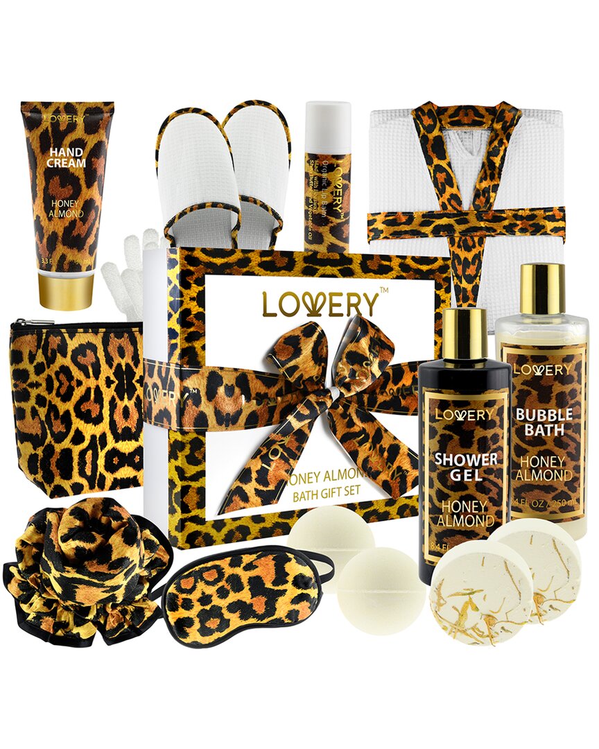 Lovery Leopard Design 17pc Bath And Body Care Set, Luxury Relaxing Home Spa Gift