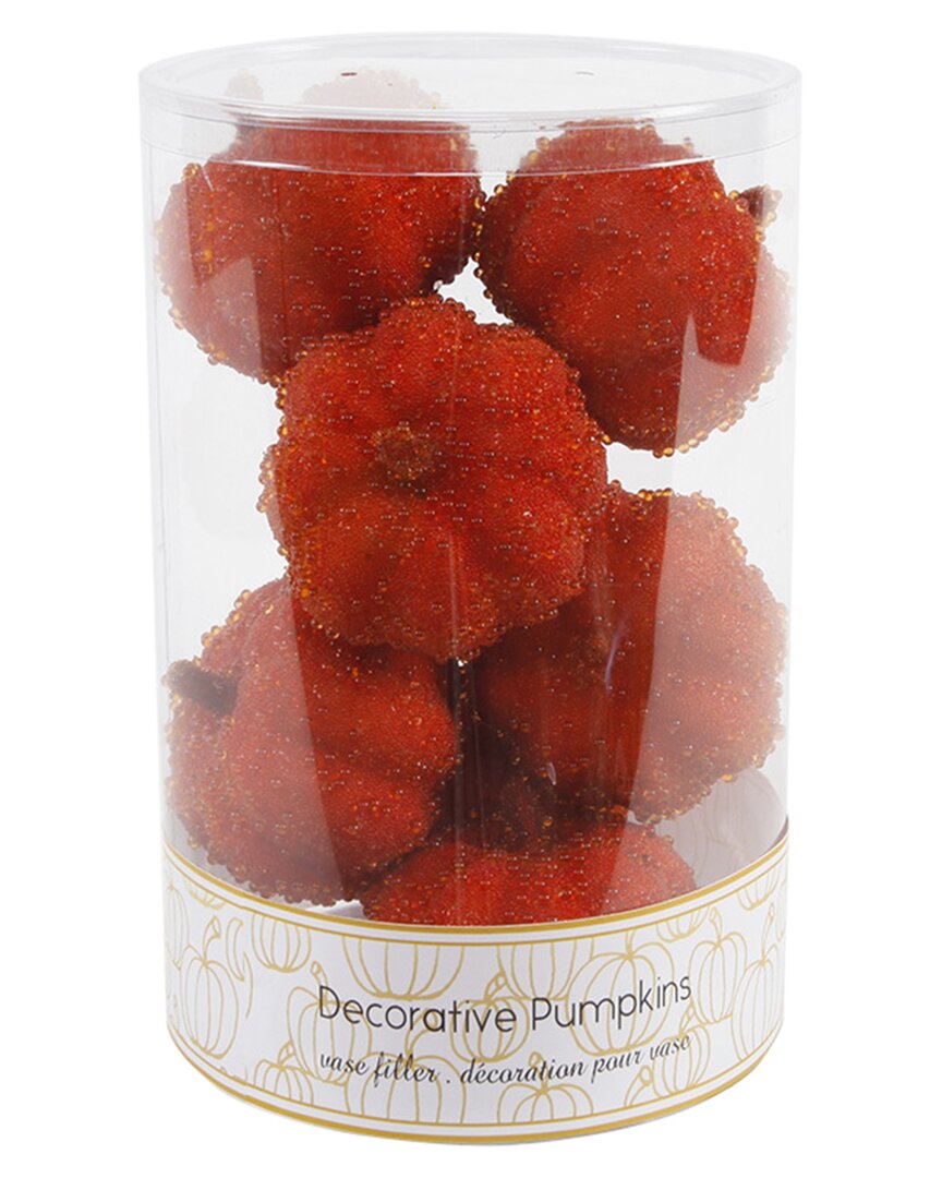 Flora Bunda 8 Pcs Boxed Beaded Orange Pumpkins In Orange
