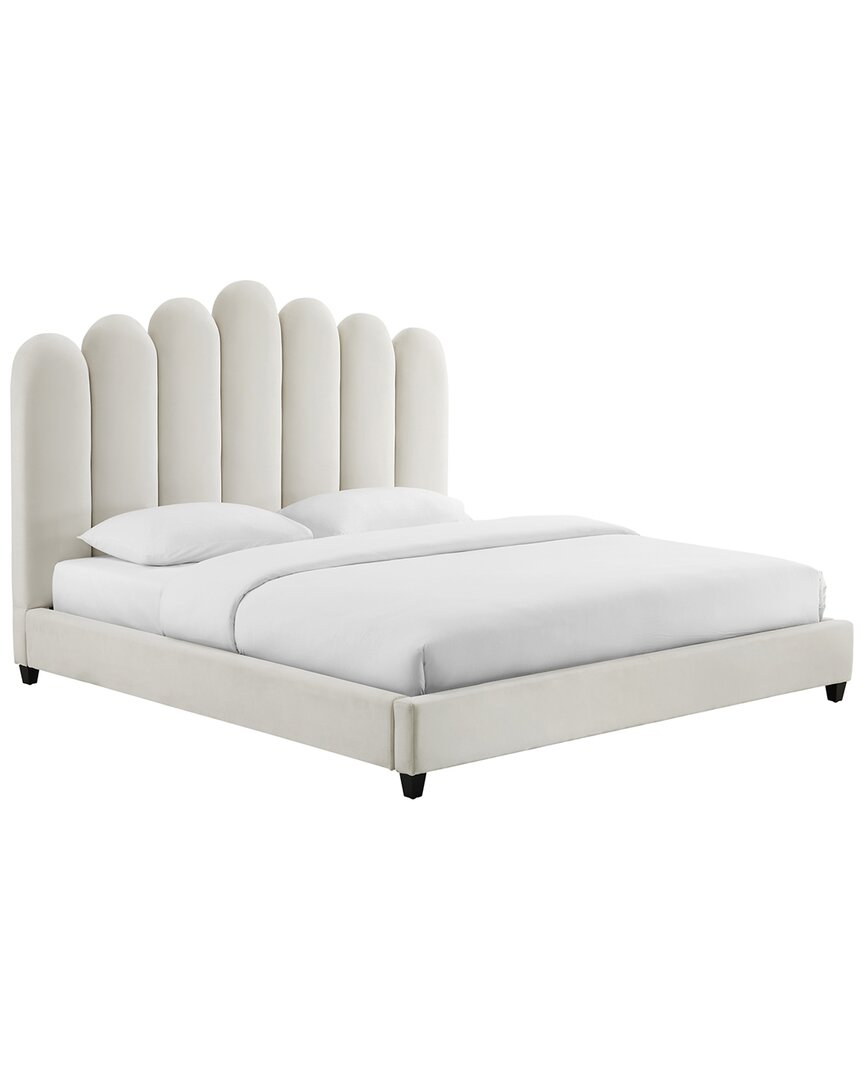 Tov Furniture Celine Velvet Bed In White