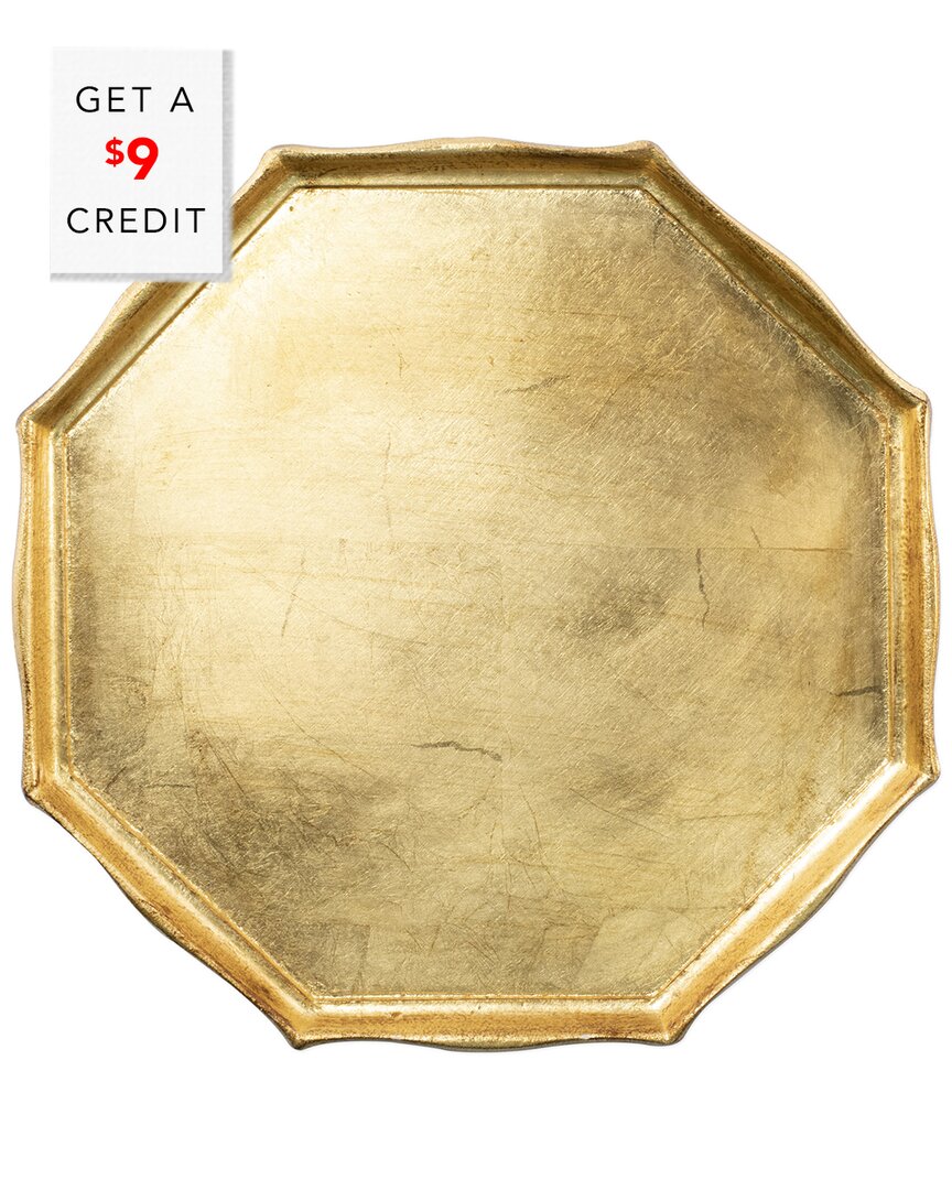 Vietri Florentine Wooden Accessories Gold Octagonal Tray With $9 Credit