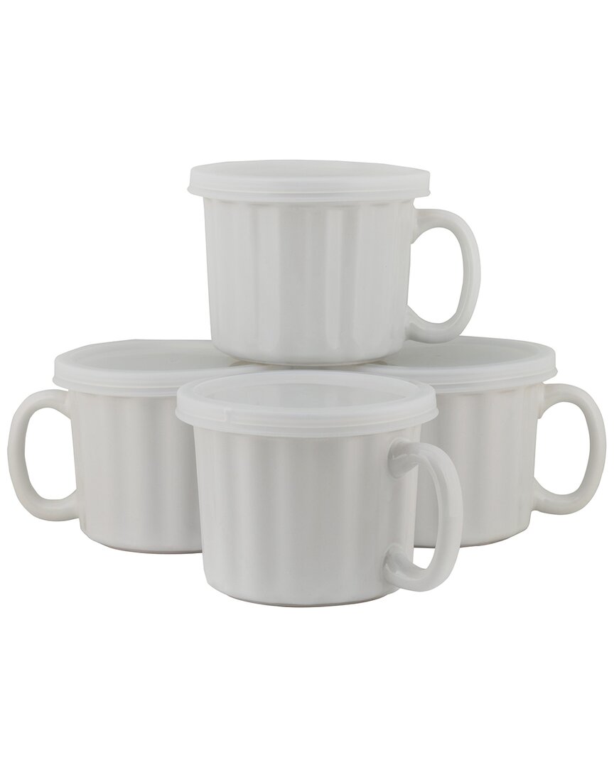 Ten Strawberry Street 16oz Set Of 4 Soup Mugs In White