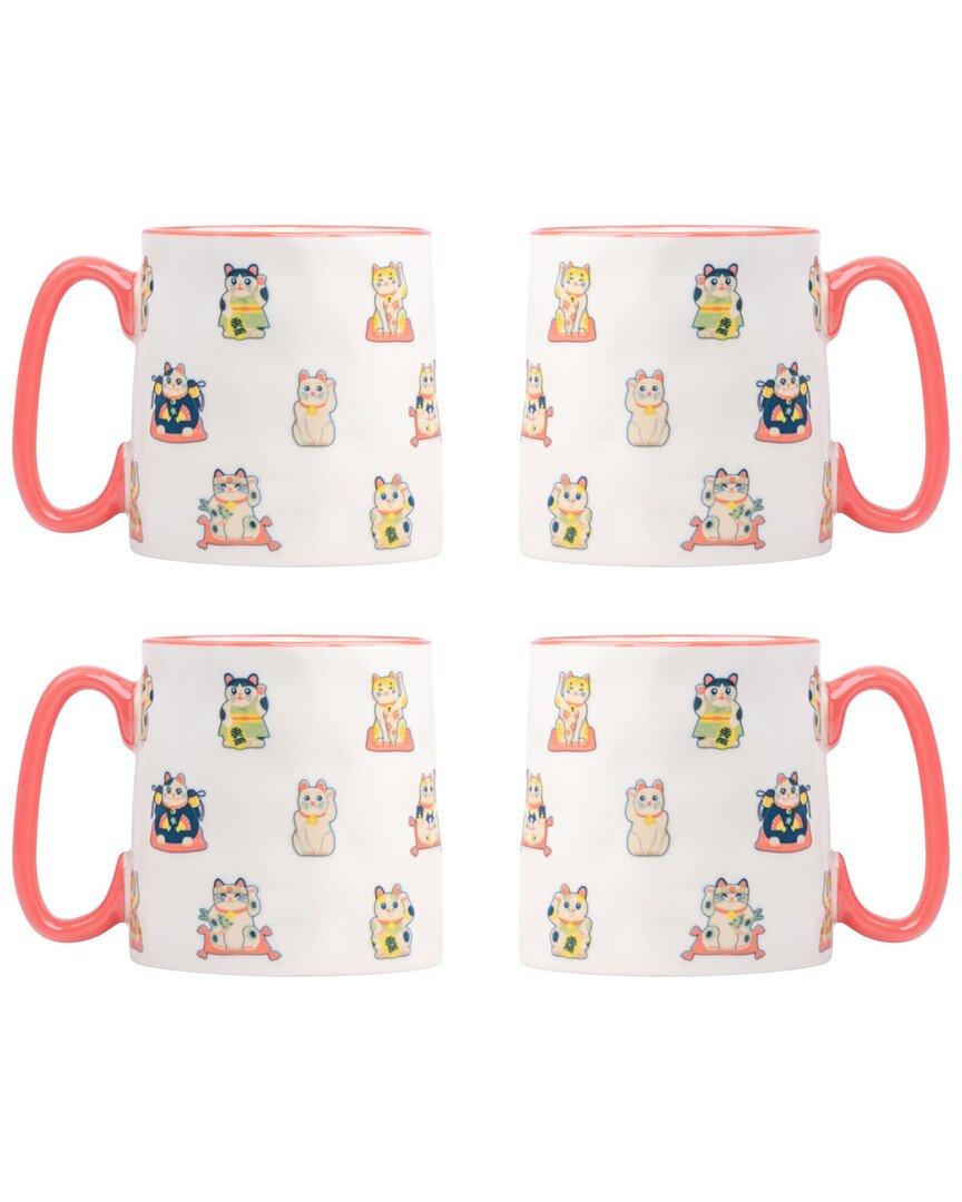 10 Strawberry Street Bella Maneki Neko Mugs (set Of 4)